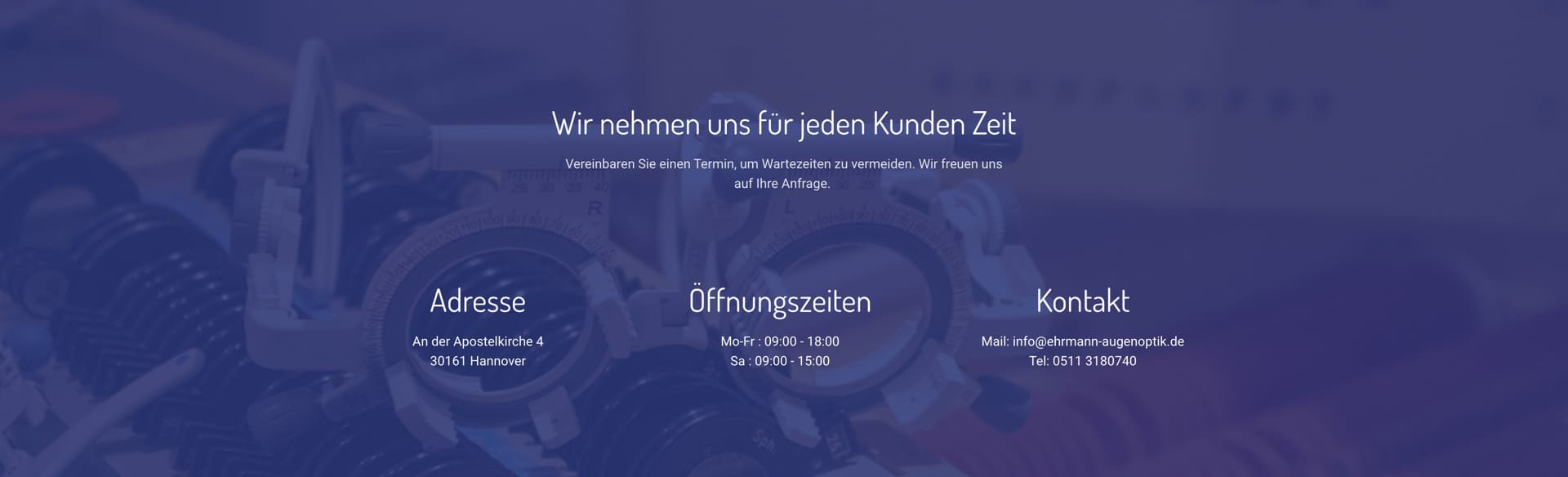 Ausschnitt 5 von 5 der Website von Ehrmann Augenoptik, Hannover