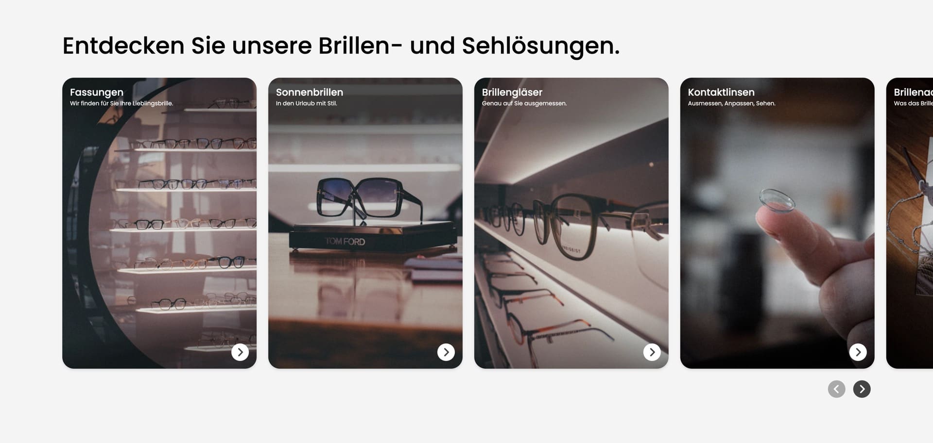 Ausschnitt 3 von 6 der Website von Optikhaus Drießlein, Nürnberg
