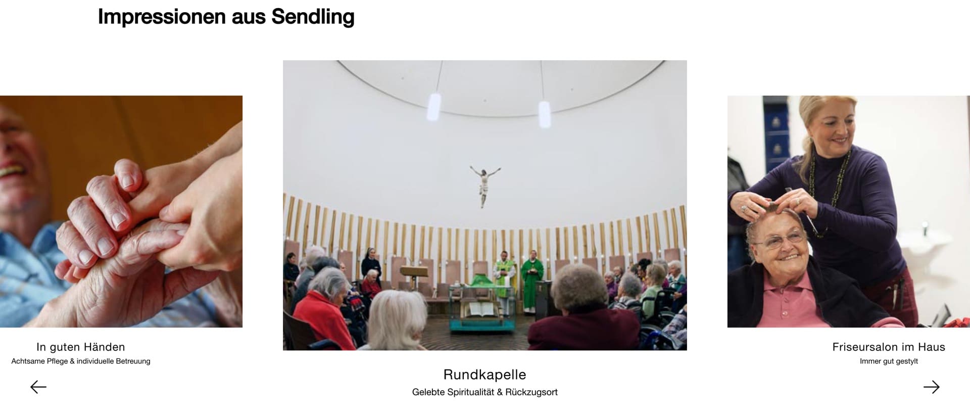Ausschnitt 1 von 5 der Website von Pflegezentrum Sendling, München