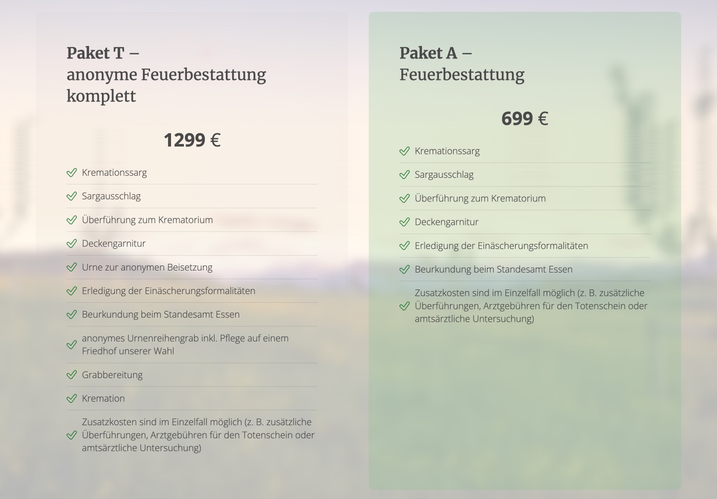 Ausschnitt 5 von 6 der Website von Bestattungen Efeu, Essen