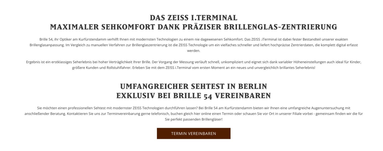 Ausschnitt 5 von 5 der Website von Brille 54, Berlin