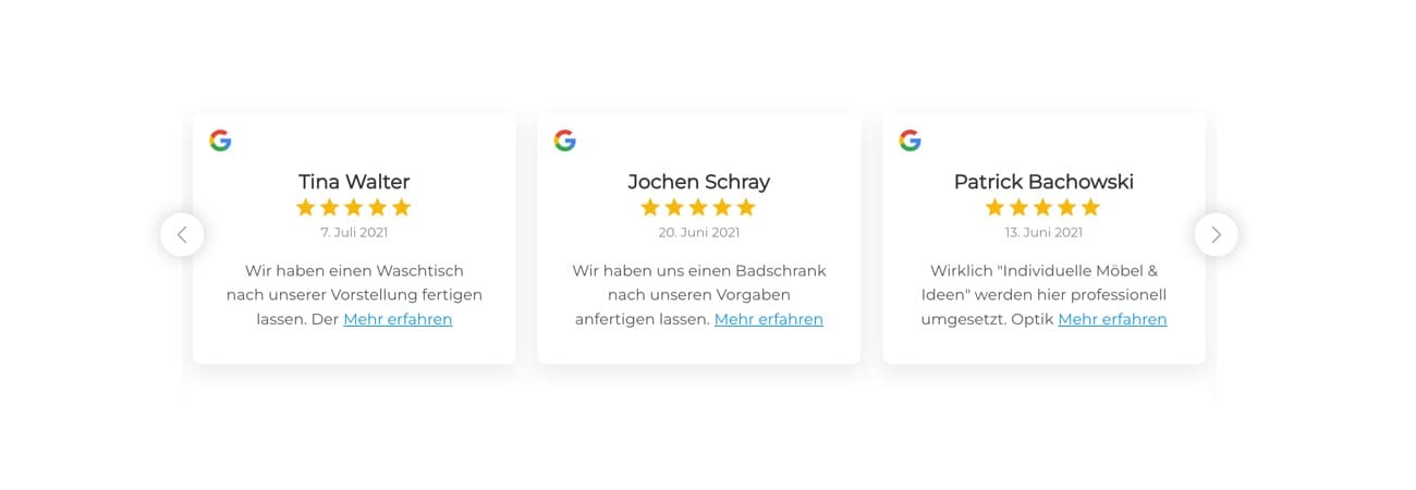 Ausschnitt 4 von 5 der Website von WeyFra Individualmöbel, Landkreis Ludwigsburg