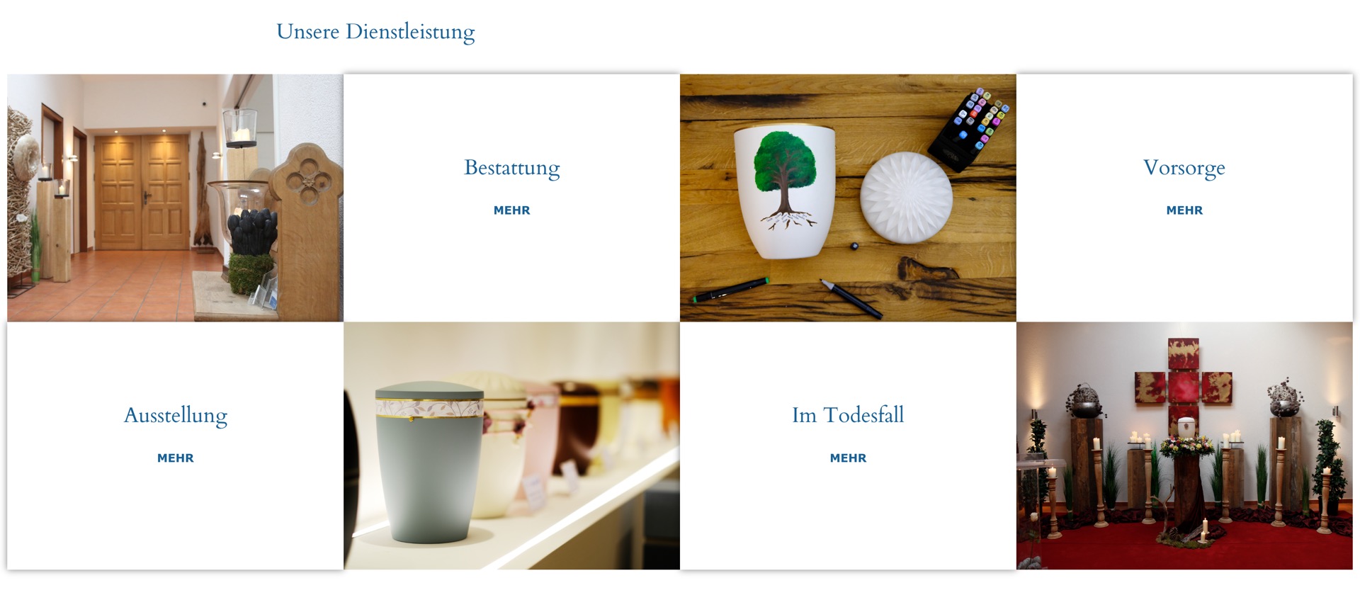 Ausschnitt 1 von 5 der Website von Bestattungen Erken, Köln