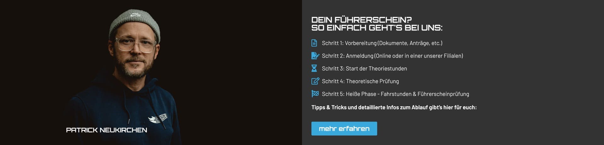 Ausschnitt 1 von 6 der Website von Fahrschule Neukirchen, Rhein-Sieg-Kreis