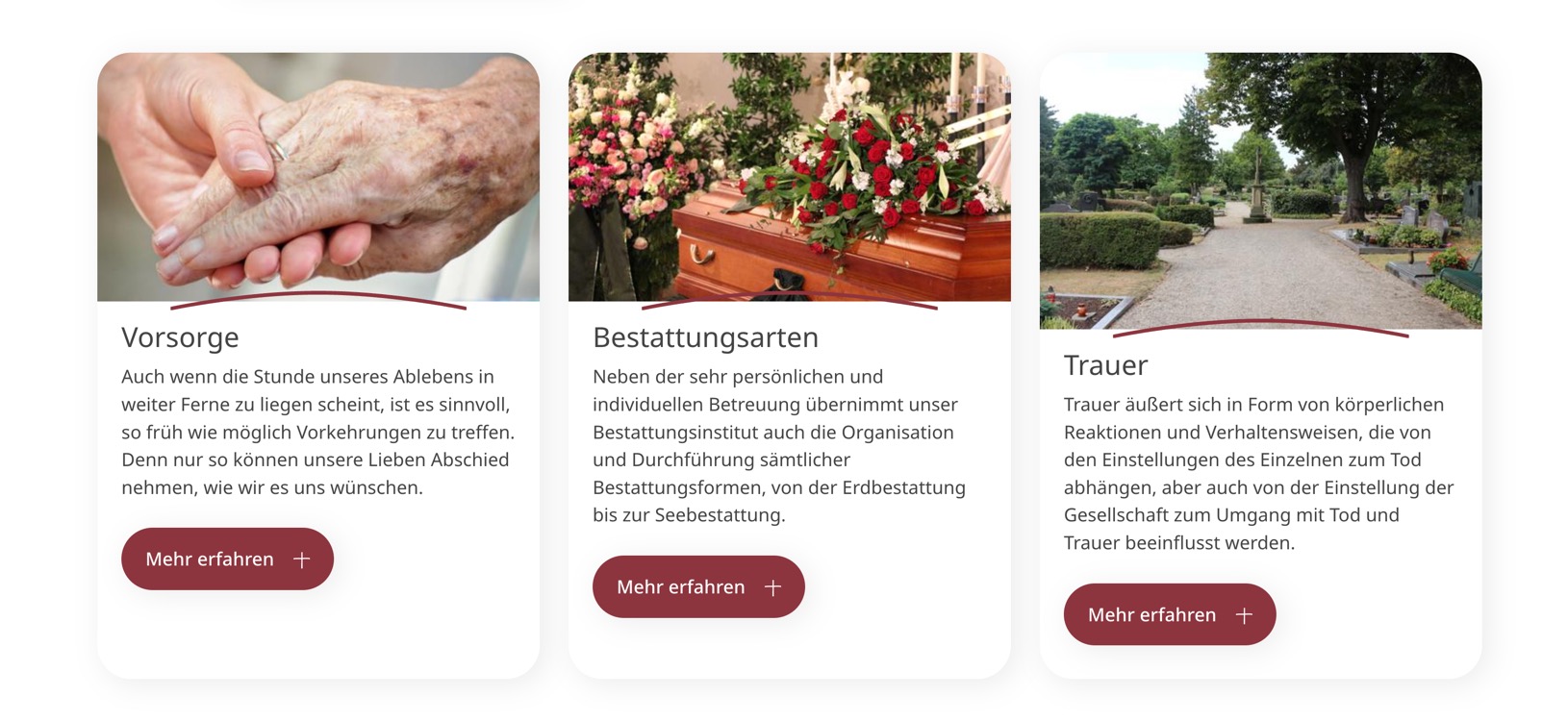 Ausschnitt 1 von 5 der Website von Knipp Bestattungen, Rhein-Sieg-Kreis