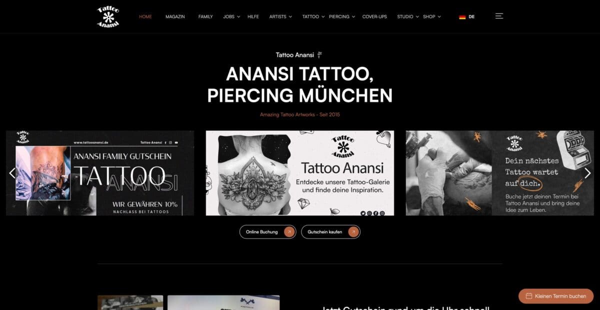 Screenshot der Website