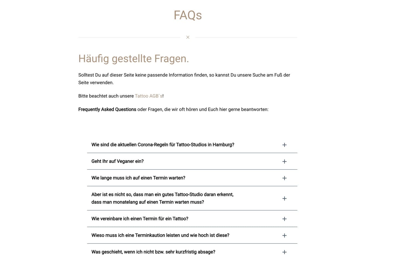 Ausschnitt 3 von 4 der Website von Ink Art Design, Hamburg