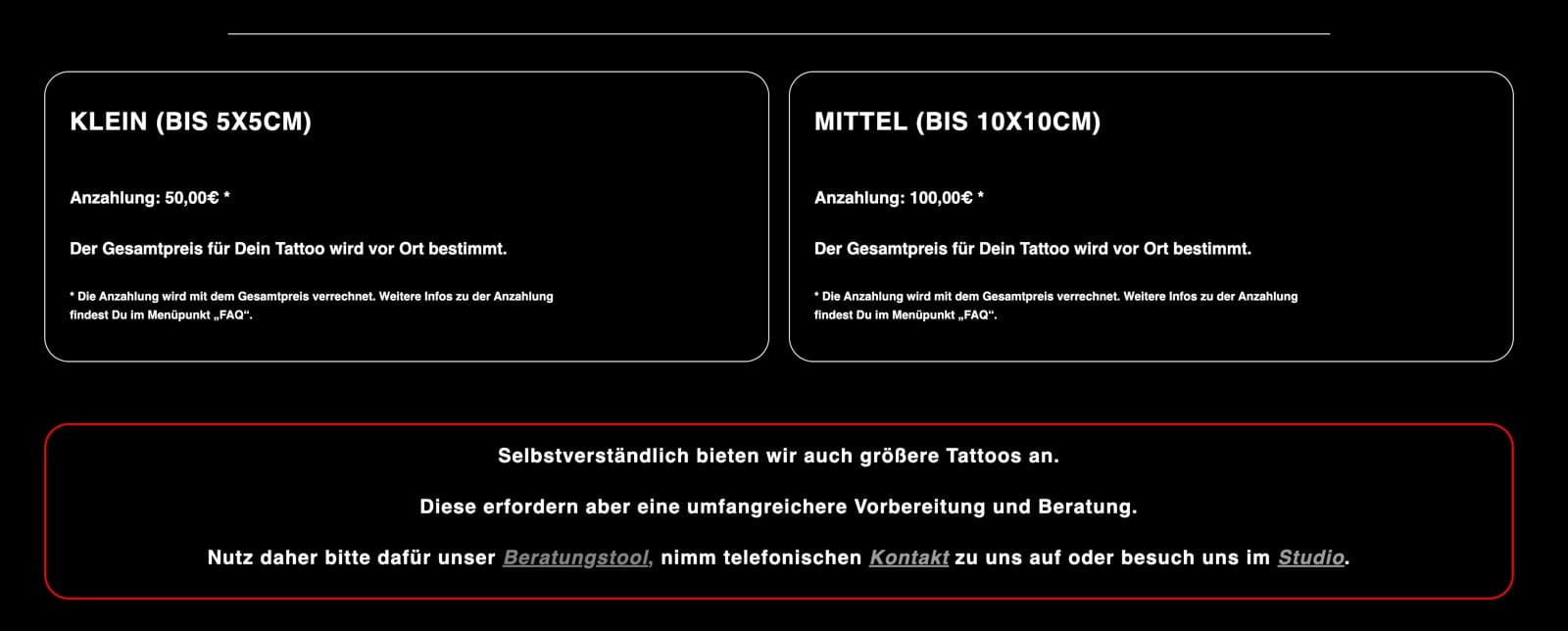 Ausschnitt 2 von 4 der Website von Beautiful Minds Tattoo, Bochum