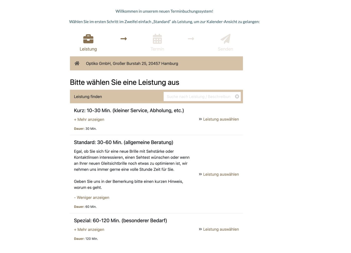 Ausschnitt 4 von 4 der Website von Optiko Hamburg, Hamburg