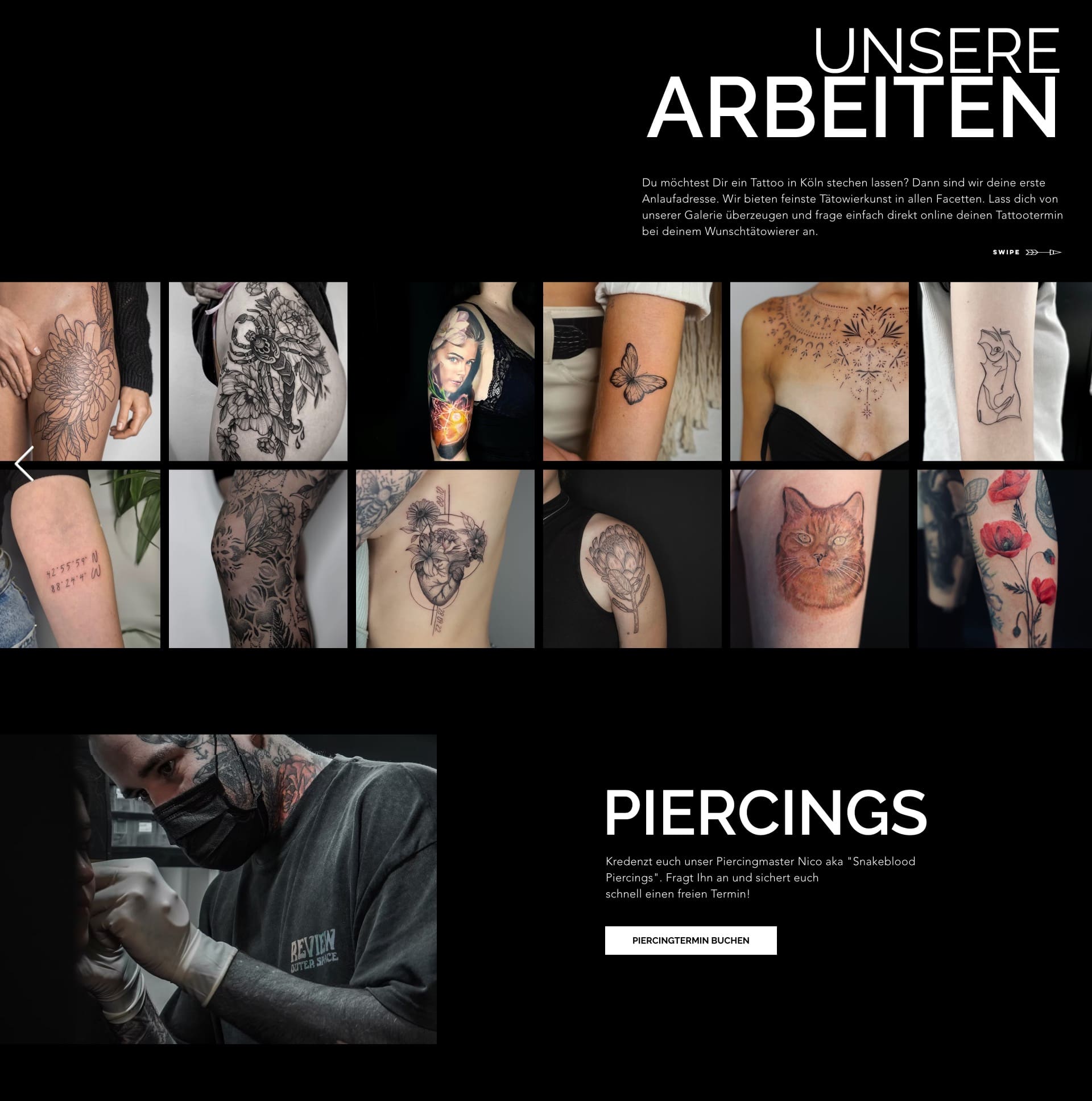 Ausschnitt 4 von 4 der Website von The Pigment Gallery, Köln