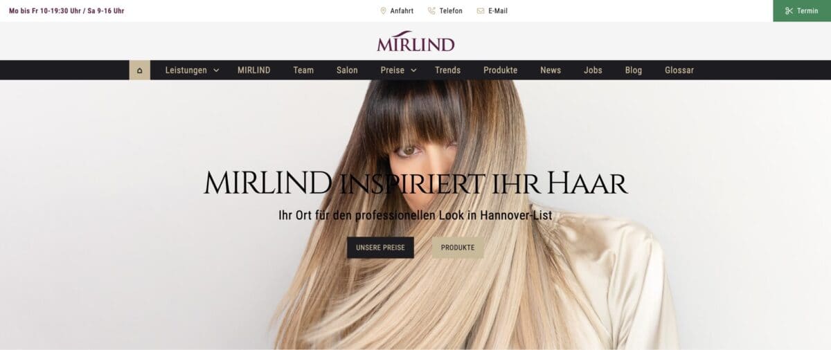 Screenshot der Website