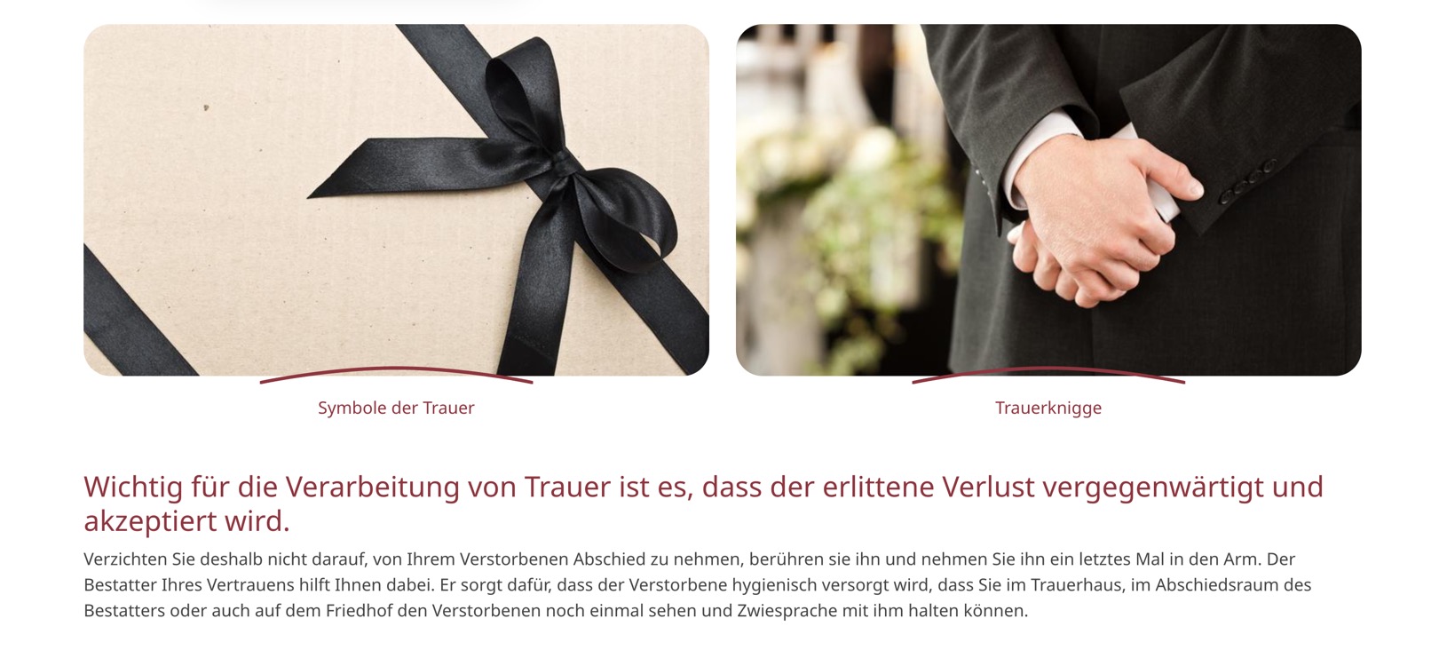 Ausschnitt 2 von 5 der Website von Knipp Bestattungen, Rhein-Sieg-Kreis
