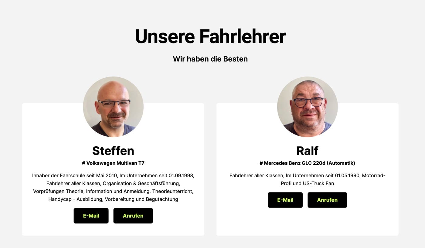 Ausschnitt 4 von 5 der Website von Fahrschule Erdmann, Erfurt