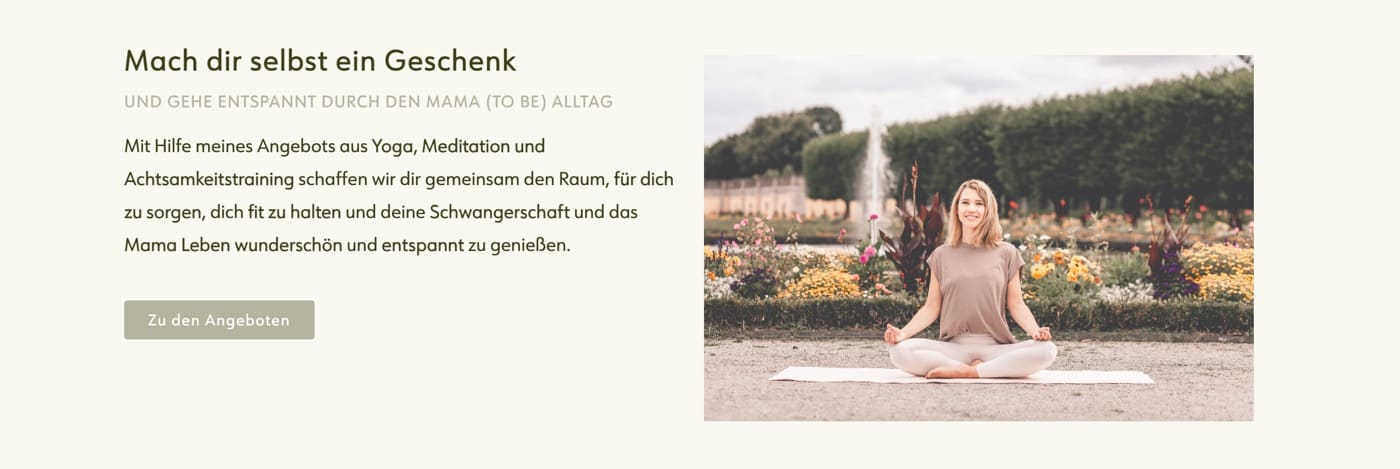 Ausschnitt 1 von 5 der Website von mama.namaste, Mülheim an der Ruhr