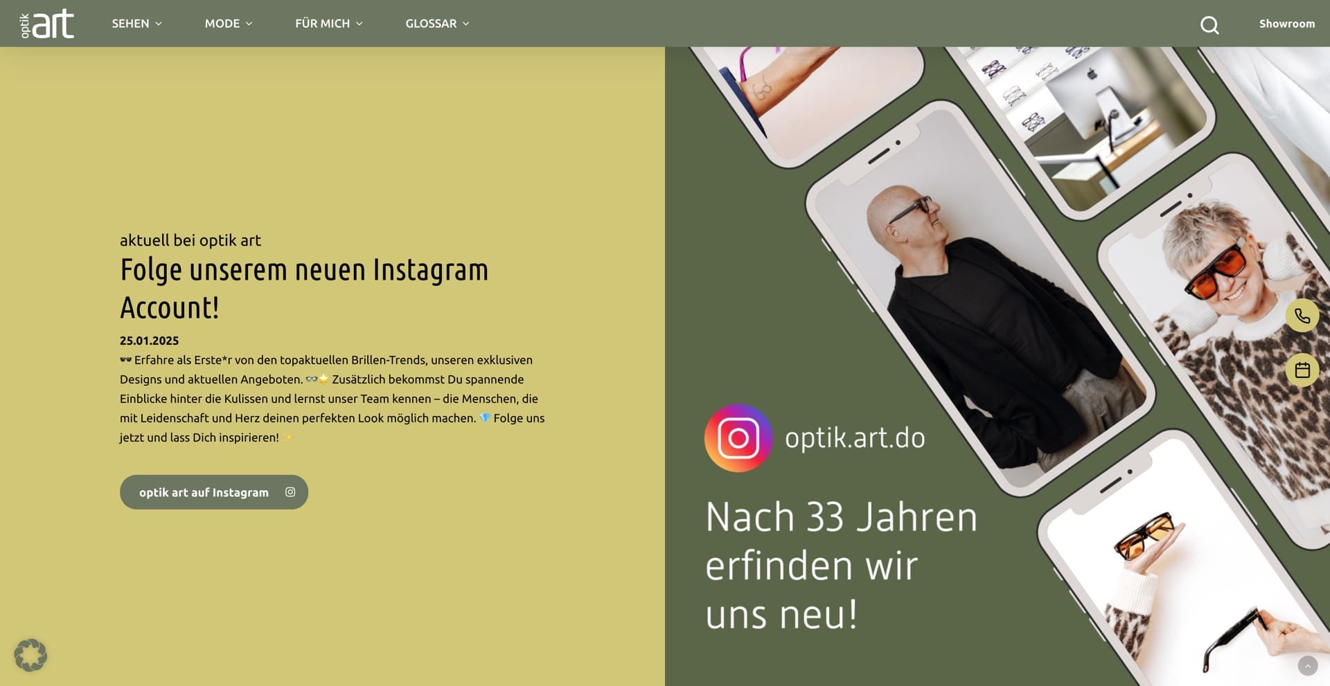 Ausschnitt 2 von 5 der Website von Optik Art, Dortmund