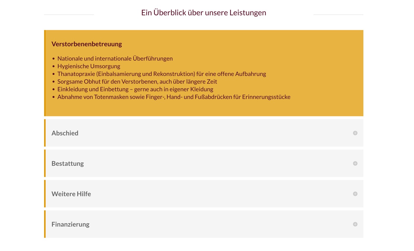 Ausschnitt 3 von 6 der Website von Bestattungen Dabringhaus, Kreis Ostholstein