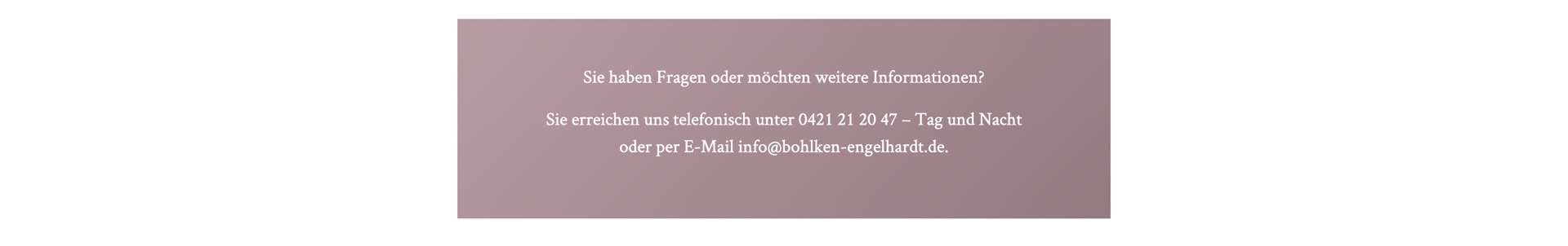Ausschnitt 5 von 5 der Website von Bohlken & Engelhardt: Beerdigungs-Institut, Bremen