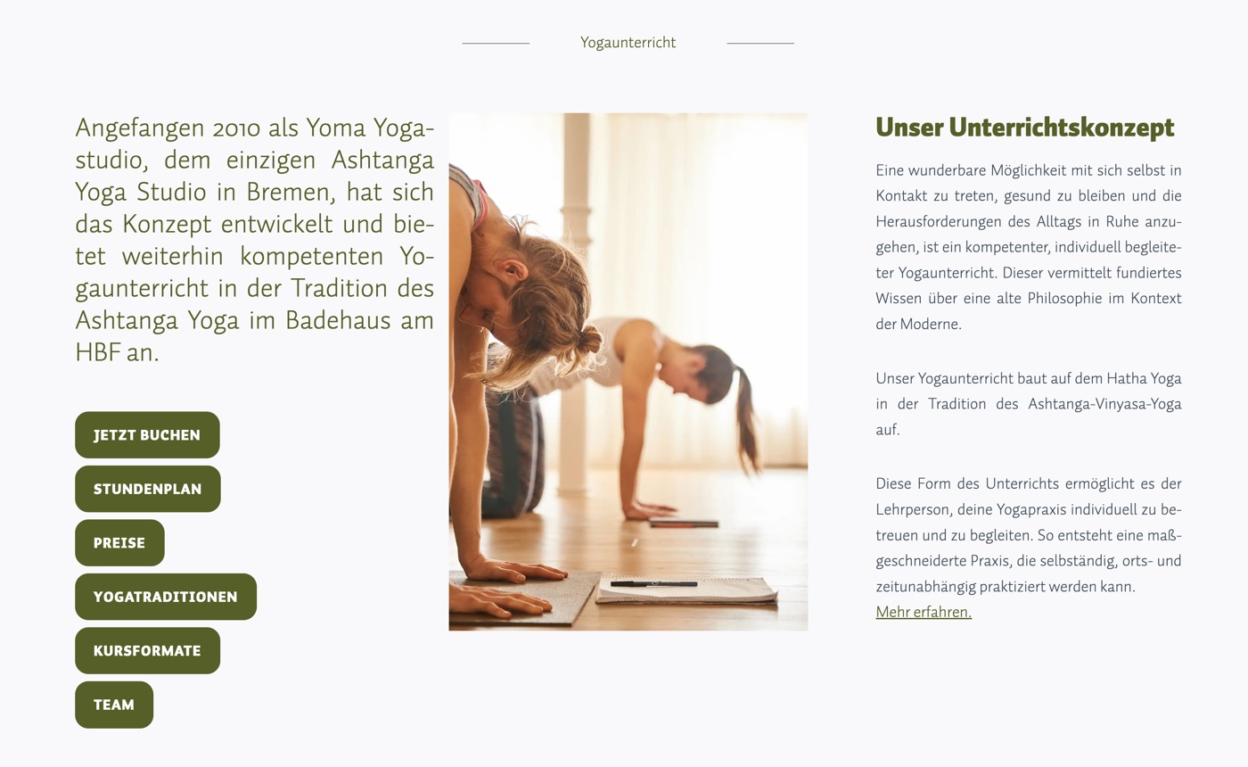 Ausschnitt 2 von 5 der Website von Ashtanga Yoga Bremen, Bremen