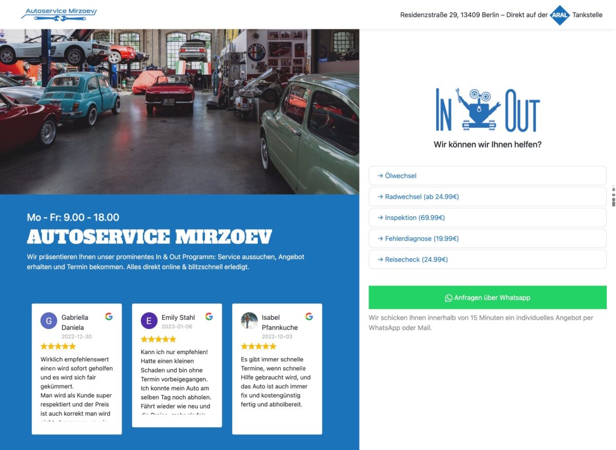 Screenshot der Website