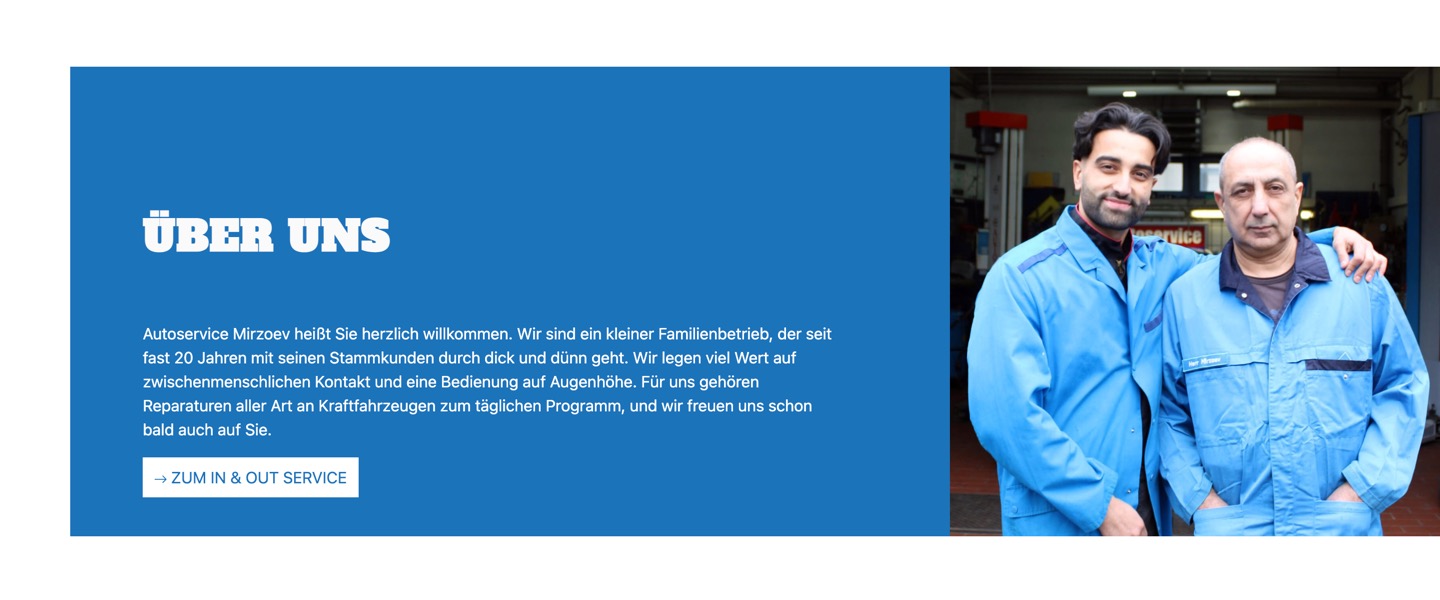Ausschnitt 2 von 3 der Website von Autoservice Mirzoev, Berlin