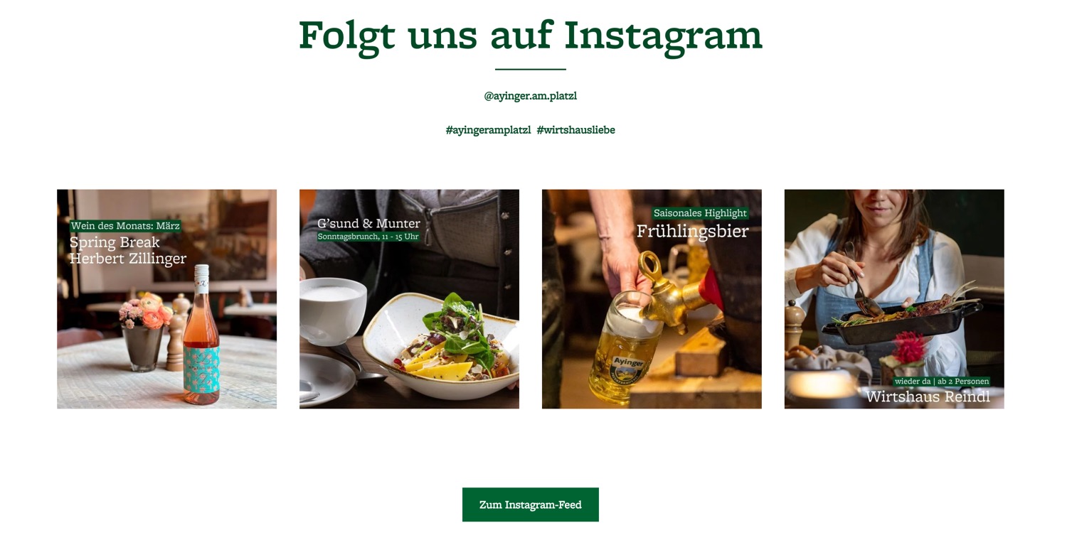 Ausschnitt 2 von 4 der Website von Ayinger am Platzl, München