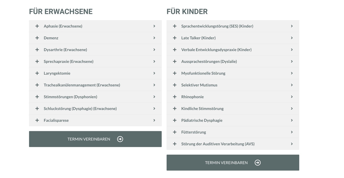 Ausschnitt 3 von 5 der Website von Logopädie links der Isar, München