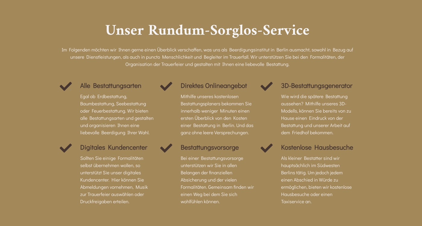 Ausschnitt 4 von 6 der Website von Bestattungen Sandhowe, Berlin