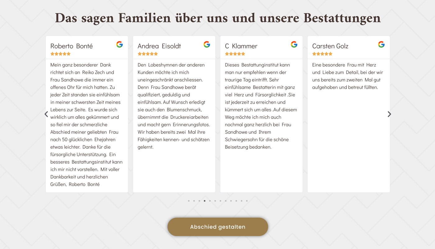 Ausschnitt 6 von 6 der Website von Bestattungen Sandhowe, Berlin