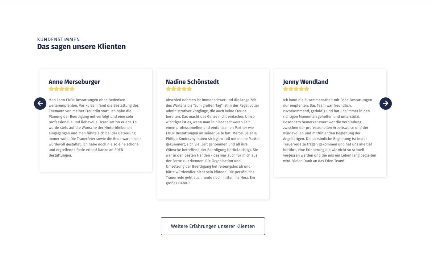 Ausschnitt 5 von 6 der Website von EDEN Bestattungen, Dresden