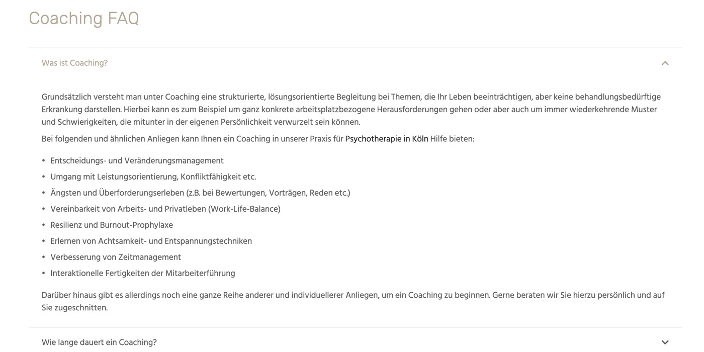 Ausschnitt 5 von 6 der Website von Dr. Dr. Wagner – Psychotherapeut:innen, Köln
