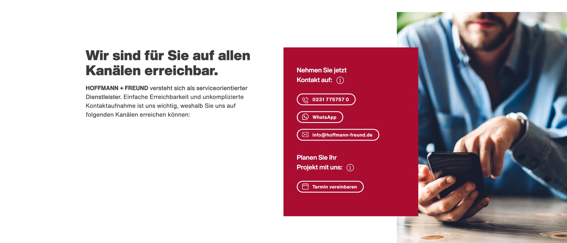 Ausschnitt 4 von 4 der Website von HOFFMANN + FREUND Bedachungen, Dortmund