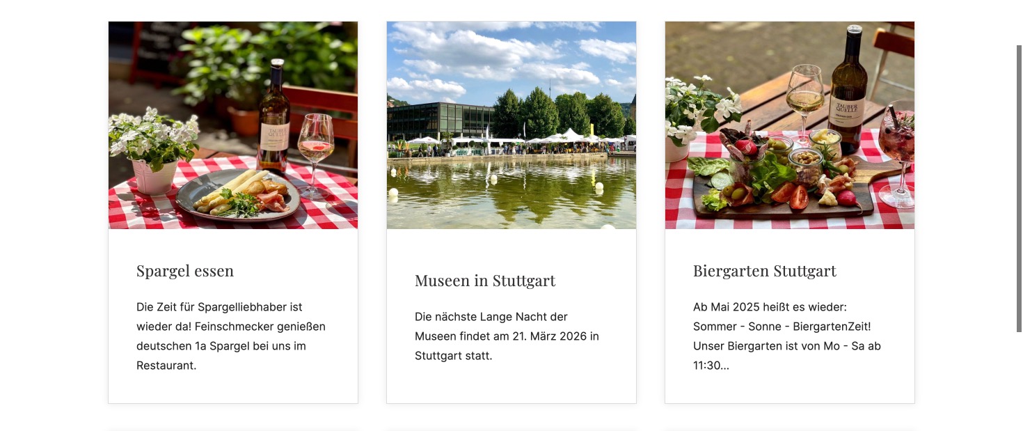 Ausschnitt 1 von 4 der Website von Restaurant Tauberquelle, Stuttgart