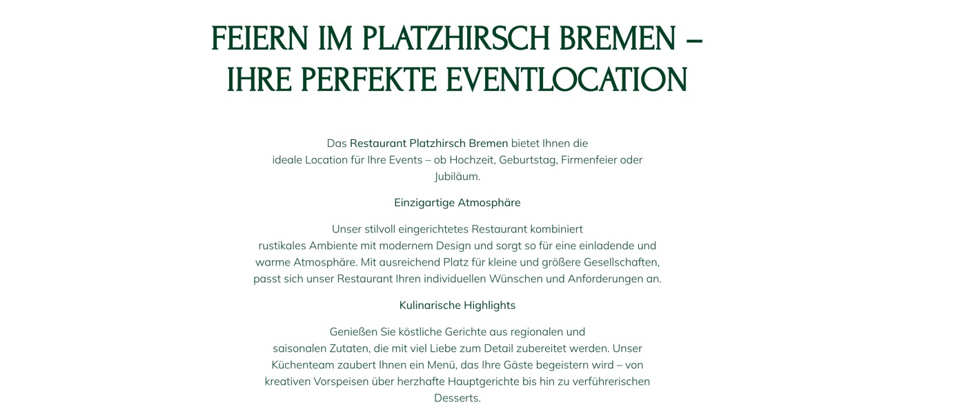 Ausschnitt 4 von 4 der Website von Platzhirsch Bremen, Bremen