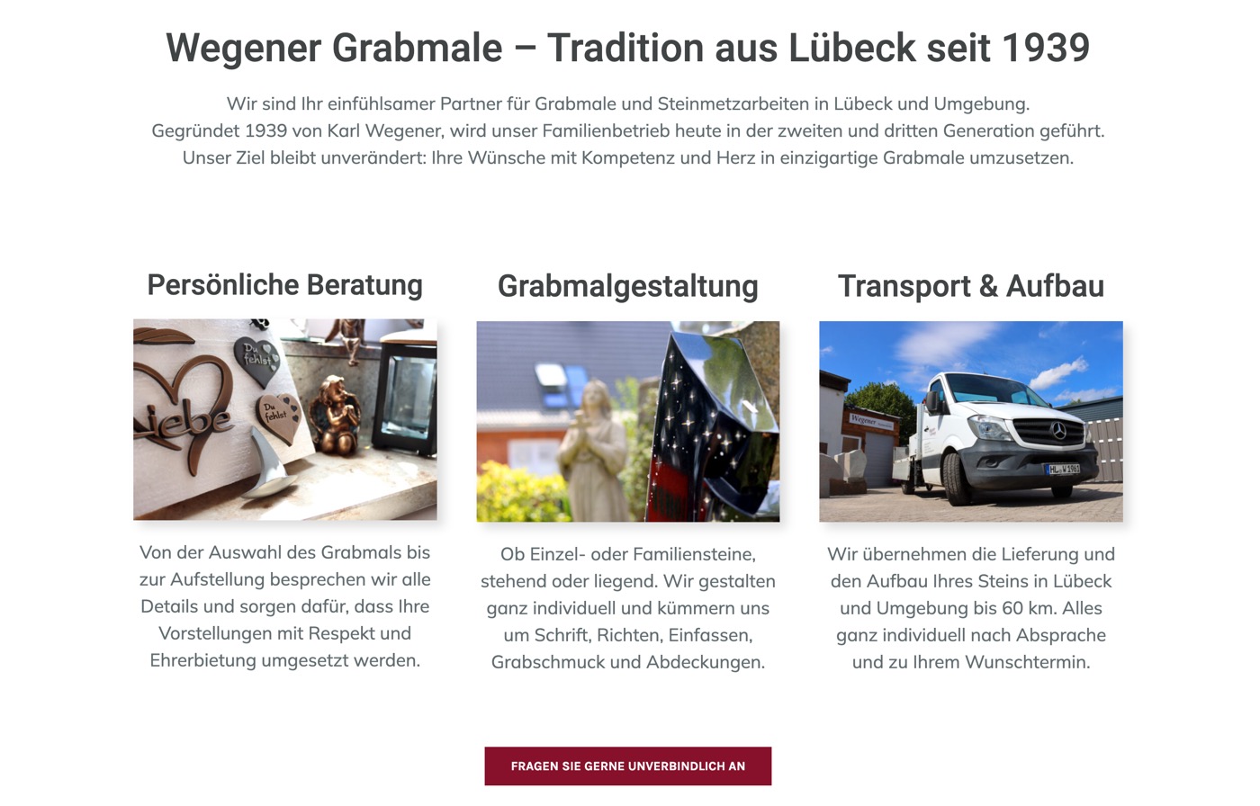 Ausschnitt 1 von 6 der Website von Wegener Grabmale, Lübeck