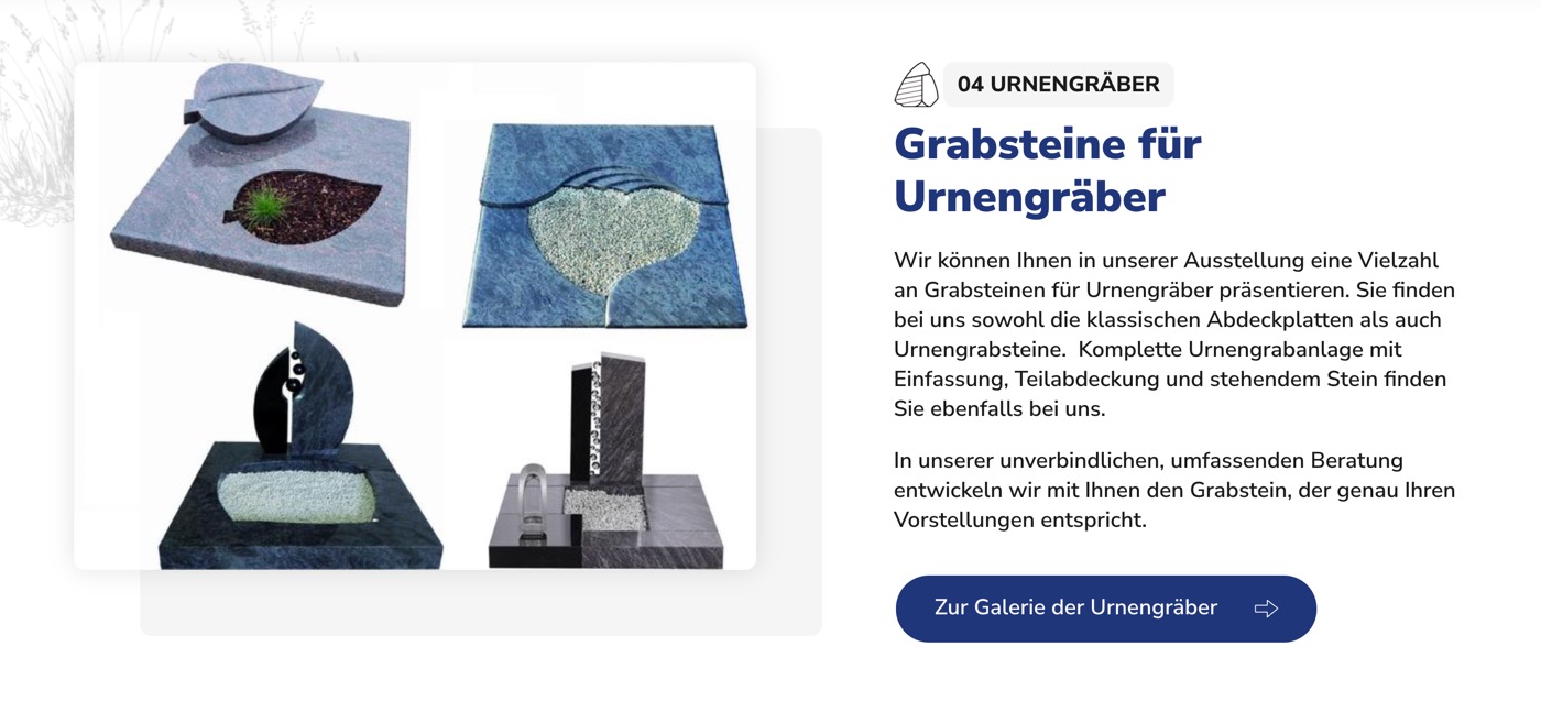 Ausschnitt 1 von 4 der Website von Vogt Grabmale, Kreis Recklinghausen