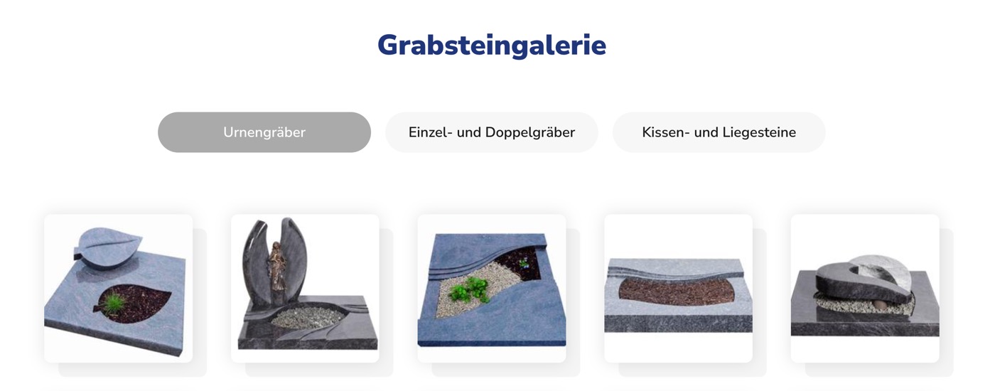 Ausschnitt 4 von 4 der Website von Vogt Grabmale, Kreis Recklinghausen