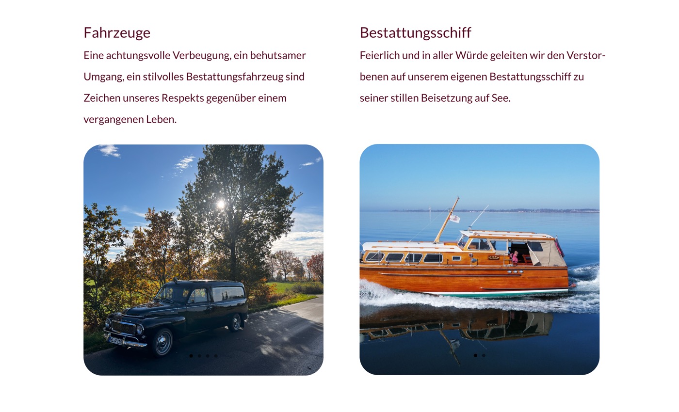 Ausschnitt 4 von 6 der Website von Bestattungen Dabringhaus, Kreis Ostholstein