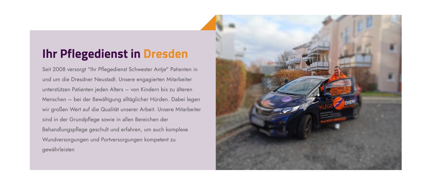 Ausschnitt 3 von 5 der Website von Pflegedienst Schwester Antje, Dresden