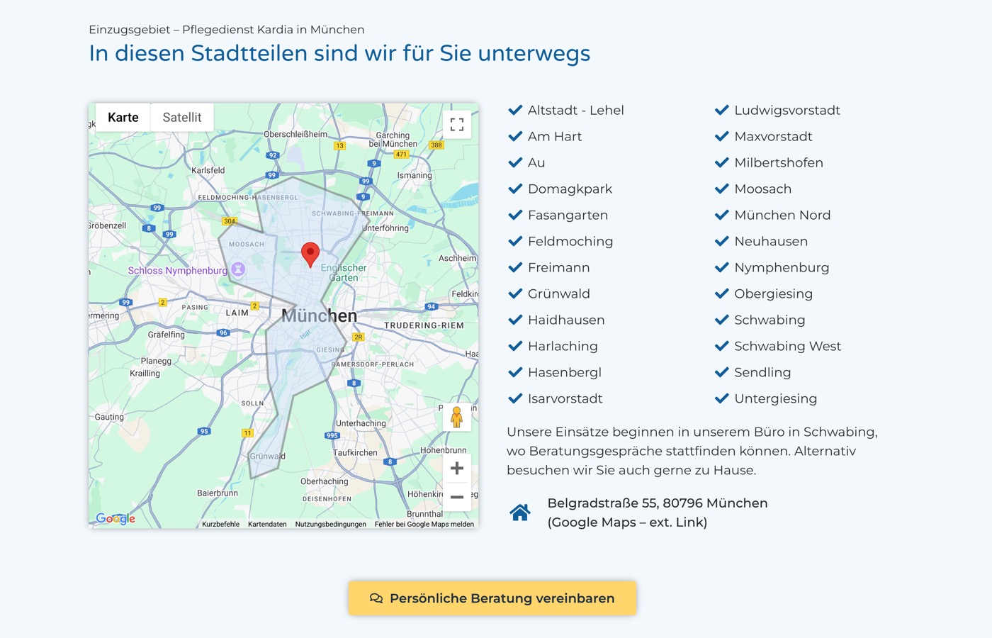 Ausschnitt 3 von 6 der Website von Kardia, München
