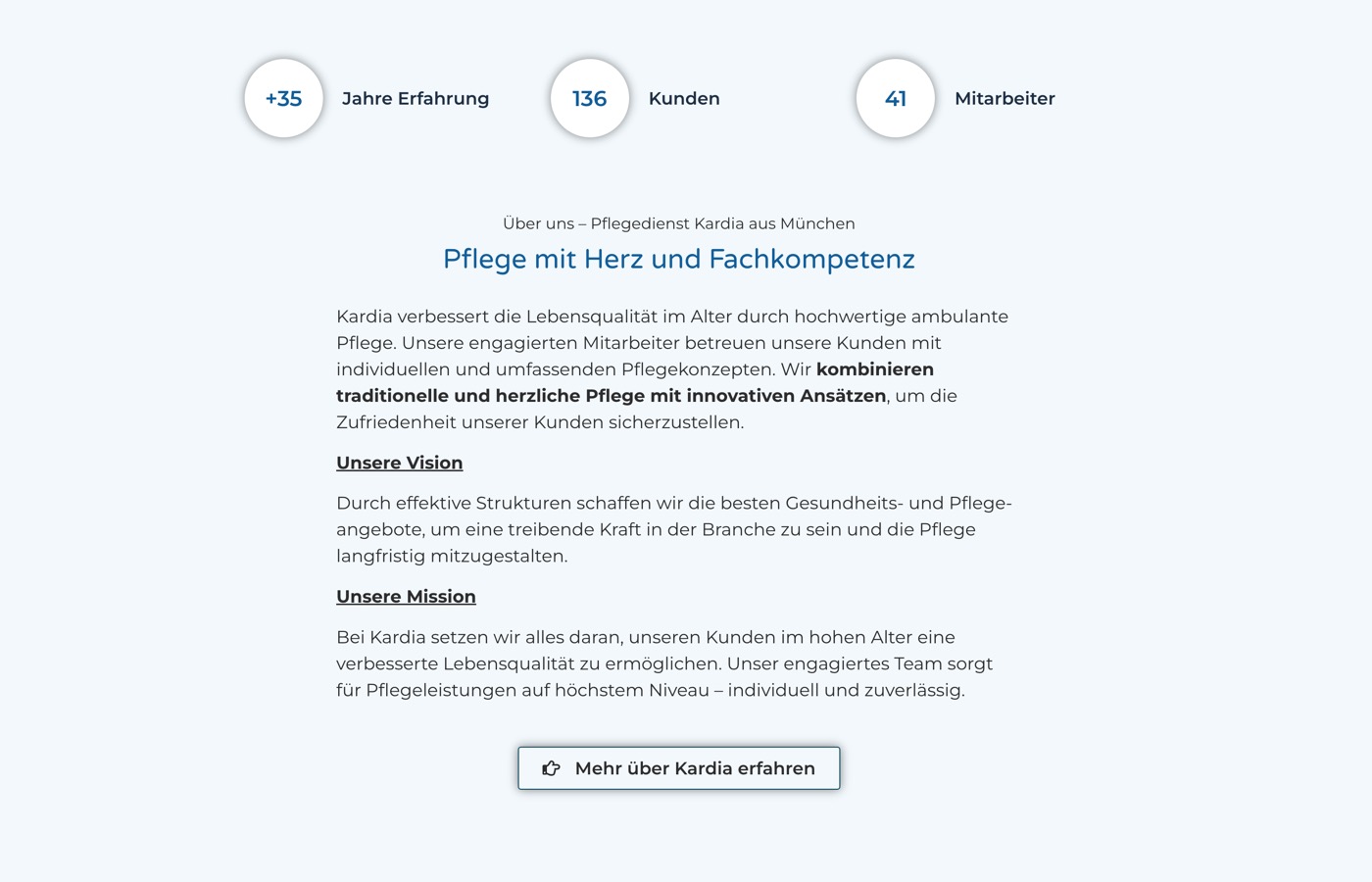 Ausschnitt 4 von 6 der Website von Kardia, München