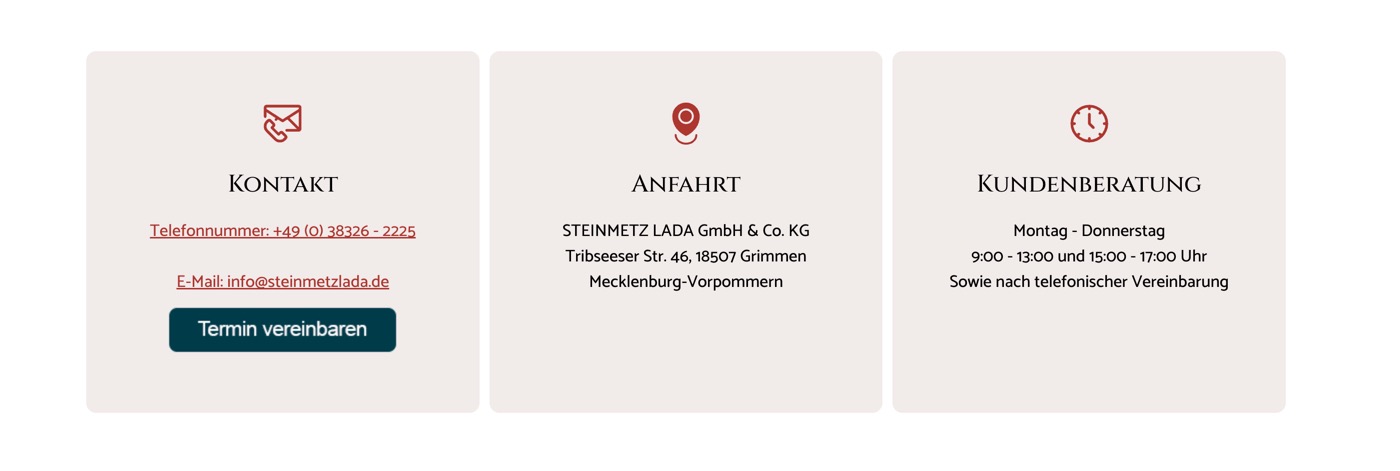 Ausschnitt 4 von 5 der Website von STEINMETZ LADA, Landkreis Vorpommern-Rügen