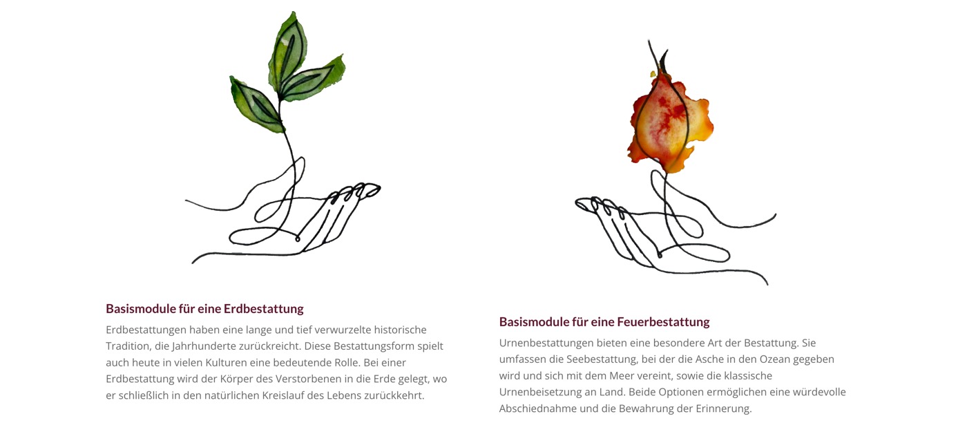 Ausschnitt 5 von 6 der Website von Bestattungen Dabringhaus, Kreis Ostholstein