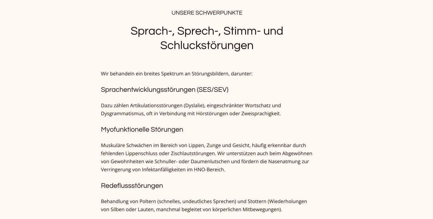 Ausschnitt 6 von 6 der Website von Logopädie Gängler, Berlin