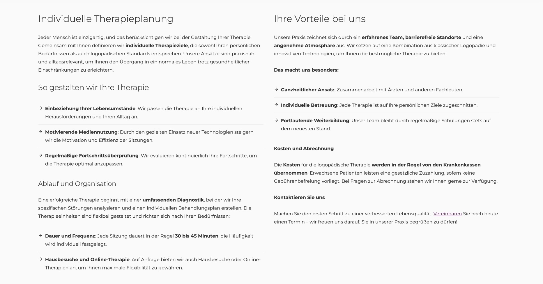 Ausschnitt 5 von 6 der Website von sprich mit – Praxis für Logopädie, Dortmund