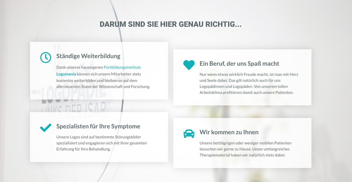 Ausschnitt 2 von 5 der Website von Logopädie links der Isar, München