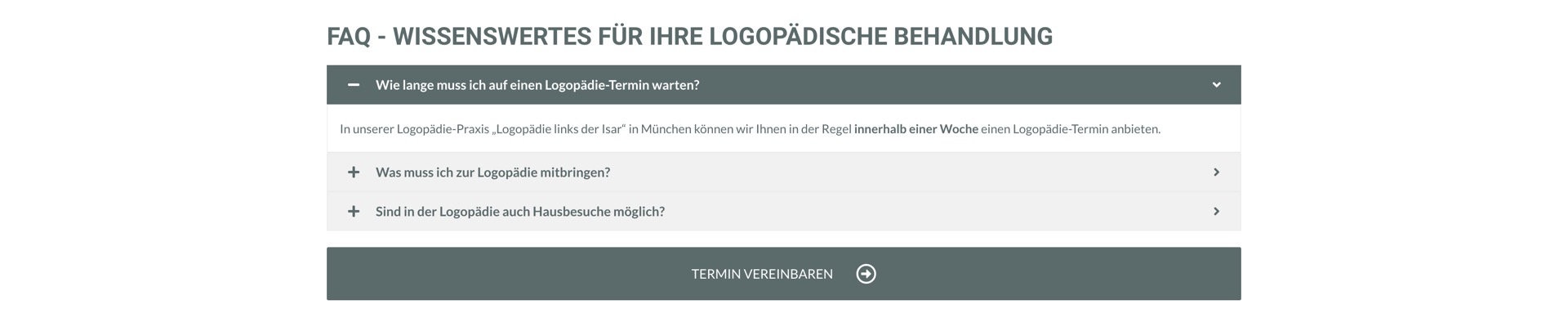 Ausschnitt 5 von 5 der Website von Logopädie links der Isar, München