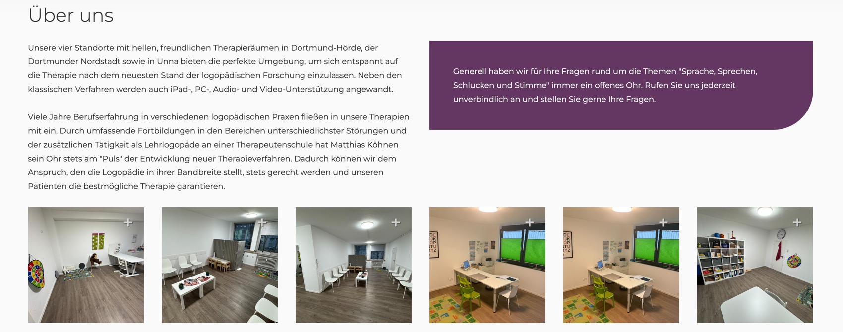 Ausschnitt 3 von 6 der Website von sprich mit – Praxis für Logopädie, Dortmund