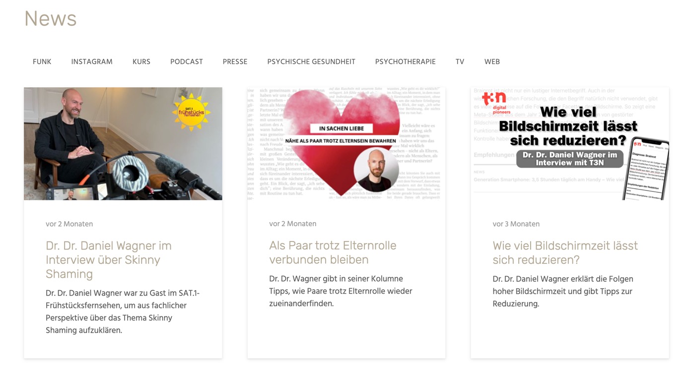 Ausschnitt 3 von 6 der Website von Dr. Dr. Wagner – Psychotherapeut:innen, Köln