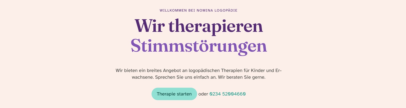 Ausschnitt 3 von 4 der Website von Nomina Logopädie, Bochum