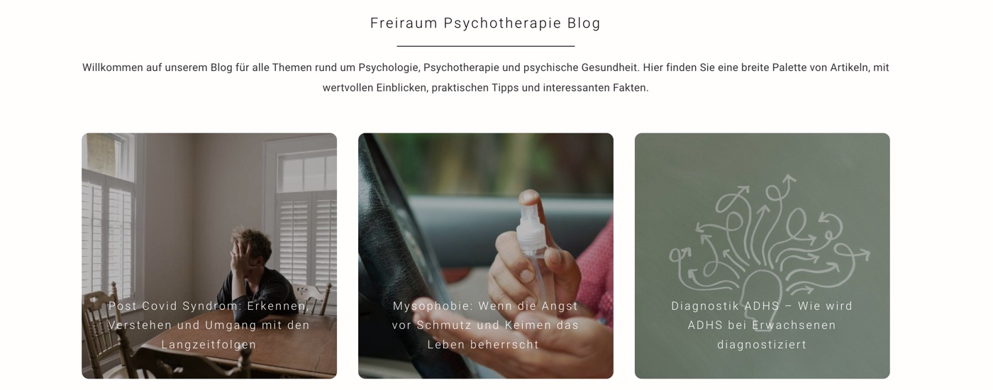Ausschnitt 5 von 6 der Website von Freiraum Psychotherapie Berlin, Berlin